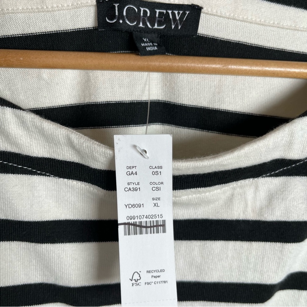 J.Crew Tie-back Short Sleeve T Shirt mini dress in stripe Ivory Size XL - Picture 7 of 11